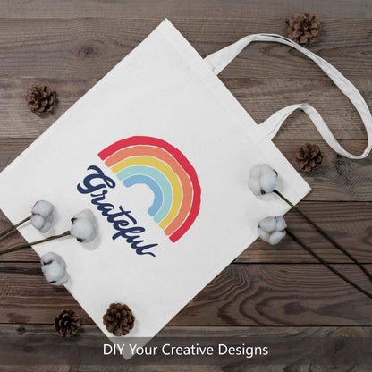 TOPDesign 16"x15" White Cotton Tote Bags - 5-Pack Lightweight Reusable Grocery Bags for DIY & Promotions