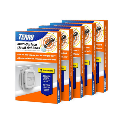 TERRO Indoor Ant Baits - Discreet Adhesive Strips for Effective Baiting | 5 Pack, 20 Baits