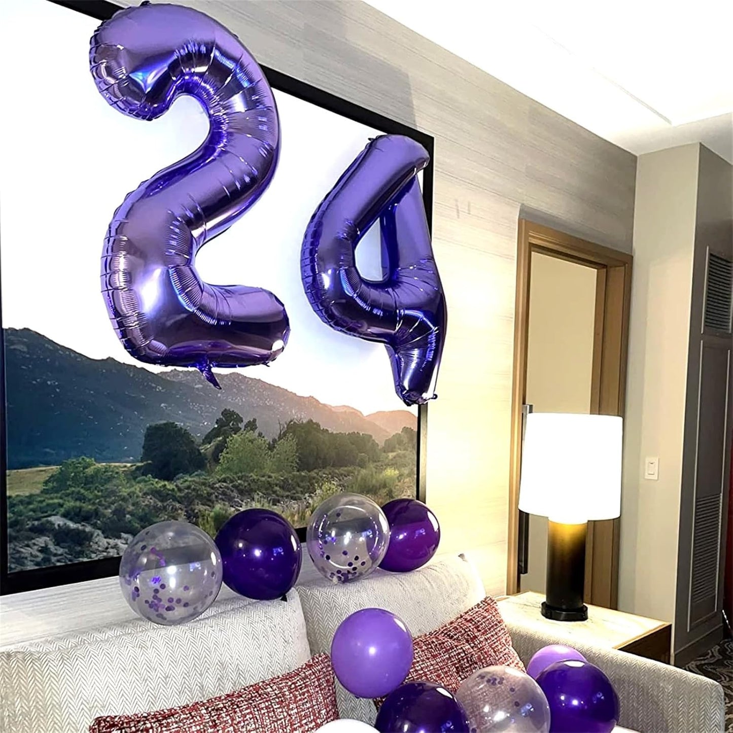 Purple Number 40 Birthday Balloons - 40 Inch Large Mylar Foil 4 & 0 Balloons for Women’s 40th Birthday Party