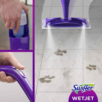 Swiffer WetJet Floor Spray Mop Starter Kit - Includes 1 Mop, 5 Pads, 1 Solution & 4 Batteries