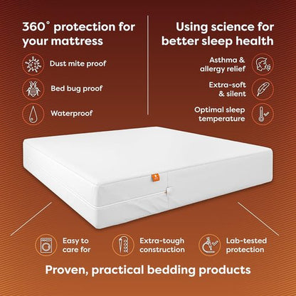 HOSPITOLOGY PRODUCTS Mattress Encasement - Hypoallergenic Bed Bug & Dust Mite Protection - Full Size 54" W x 75" L