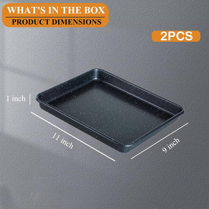 Walooza Nonstick Baking Sheets Set of 2 - Heavy Duty Carbon Steel Cookie Trays, 11x9 Inch, Easy Clean