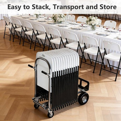 Folding Chairs 4 Pack - Heavy Duty White Outdoor & Indoor Chairs | Portable 350 lbs Capacity for Picnics & Parties