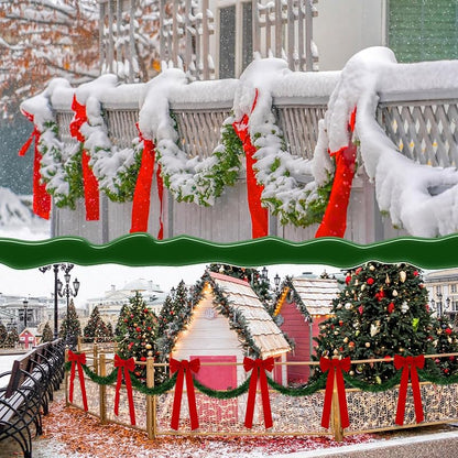 This listing: 50 ft Christmas Garland with Lights, 8 Red Velvet Bows - Classic Variation
