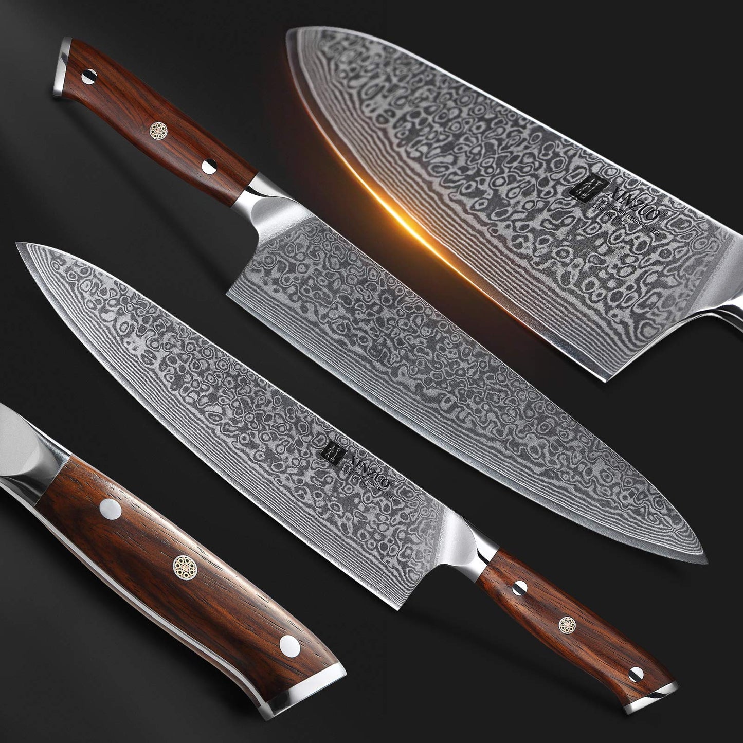 XINZUO 10 Inch Damascus Chef Knife Kitchen Knife Sharp Gyuto Knife Stainless Steel Fashion Professional Chef's Knife with Rosewood Handle