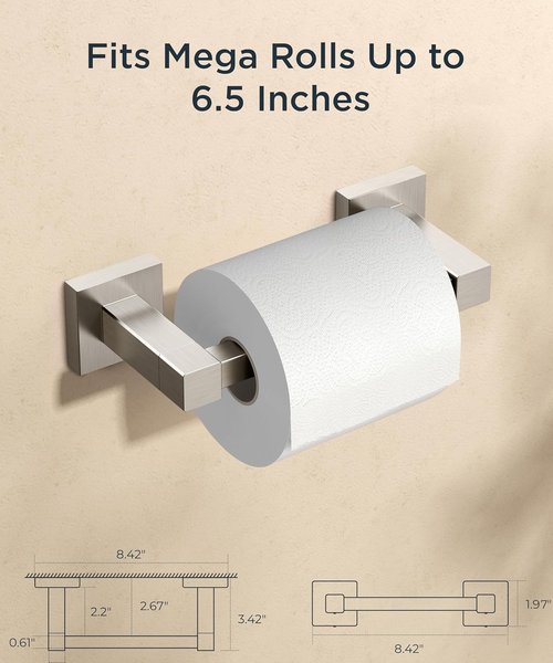 FORIOUS Toilet Paper Holder - Rustproof Stainless Steel Double Post Design | Brushed Nickel Finish