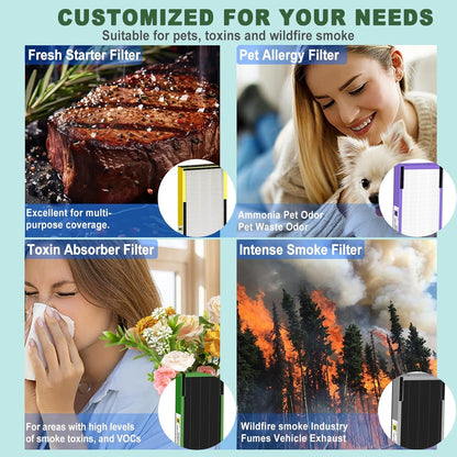 **FLT4825 HEPA Filter B Replacement - Compatible with GermGuardian Air Purifiers | 2 True HEPA + 8 Carbon Pre-Filters**