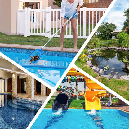 Skiennix Swimming Pool Skimmer Net - 57-Inch Telescopic Aluminum Pole for Fast Cleaning Ponds & Spas