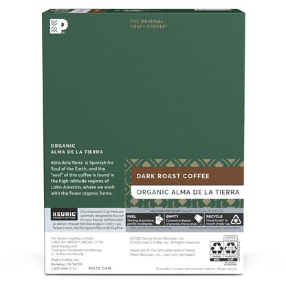 Peet’s Coffee Organic K-Cup Pods - Alma De La Tierra Dark Roast for Keurig Brewers | 22 Pods