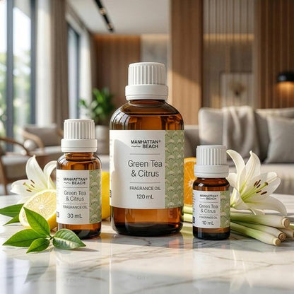 Manhattan Beach Diffuser Oil - Green Tea & Citrus Scent for Ultrasonic Diffusers | 10 mL Glass Bottle
