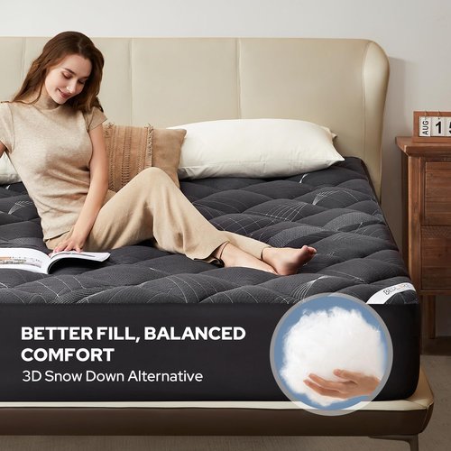 BEDLORE Queen Mattress Topper, Viscose Made from Bamboo Soft Pillow Top Mattress Pad, Thick Mattress Cover for Back Pain Relief with 6-18 inches Deep Pocket