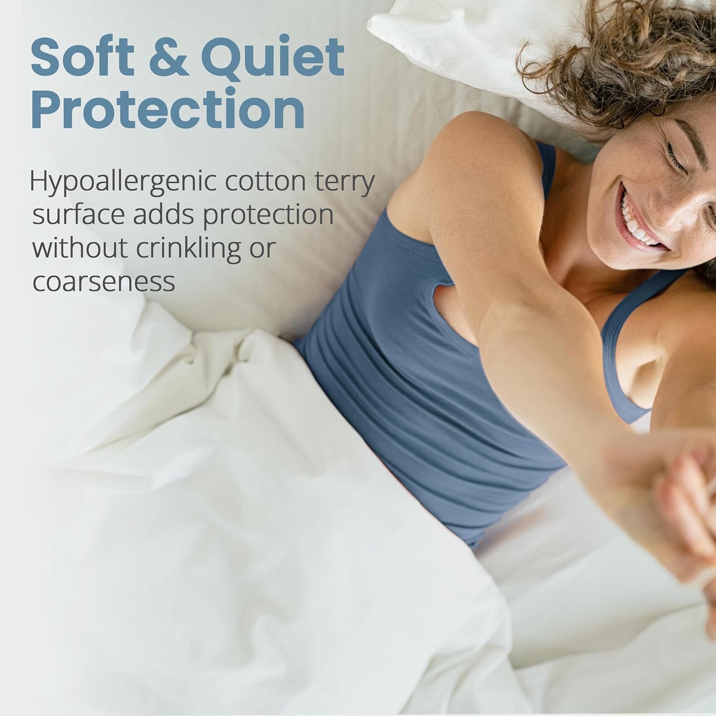 SafeRest Waterproof Mattress Protector - King Size Fitted Cover with Stretchable Pockets | Machine Washable Cotton Blend