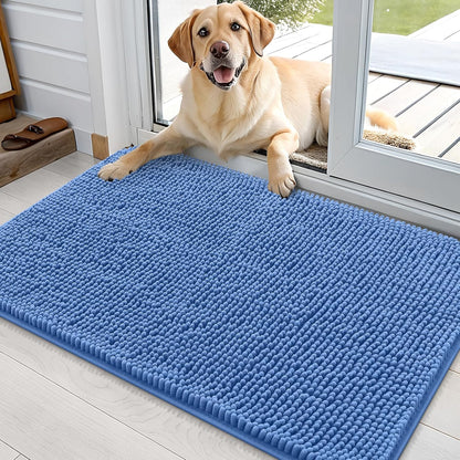 OLANLY Dog Door Mat - Absorbent Non-Slip Washable Doormat for Muddy Paws | 35x24 Cornflower Blue