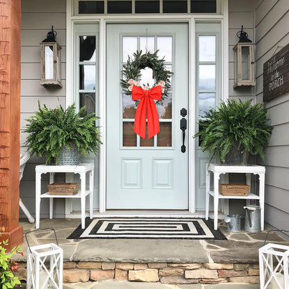 Regine Switzerland Red Wreath Sash - 2 Pcs Linen Ribbon Bow for Front Door & Porch Decor