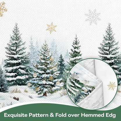 Christmas Forest Pine Snowflake Rectangle Table Cloth 60x84 Inch - 60x84in