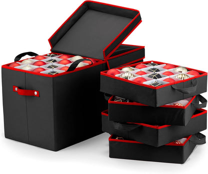 Premium Christmas Bauble Storage Box - 128 Compartment Ornament Organizer | Tear-Proof 600D Oxford Fabric