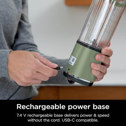 Ninja Blast Portable Blender - Cordless 18oz Personal Blender for Smoothies & Shakes | BPA Free, Leakproof Lid, USB-C Rechargeable, Olive Green
