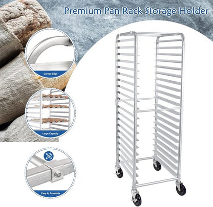 HARDURA 20-Tier Bun Pan Rack - NSF Certified Aluminum Bakery Rack with Casters | 20"x26"x69"H