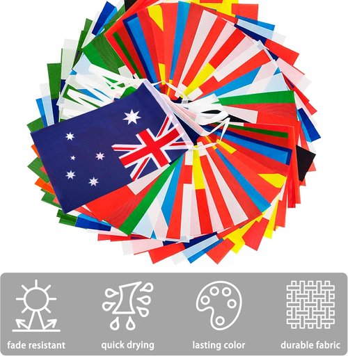International Flags Bunting Banner - 200 Countries String Flag Decoration for Events | 184 ft
