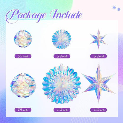 BTSD-Home Iridescent Party Decorations - Hanging Honeycomb Balls & 3D Star Ornaments | Holographic Ceiling Decor for Birthdays, Weddings & More