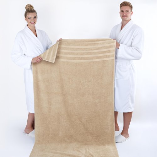 American Soft Linen 35x70 Jumbo Large Bath Towel, 600 GSM 100% Cotton Turkish Bath Sheet, Oversized Luxury Bath Towel for Bathroom Beach and Pool, Beige
