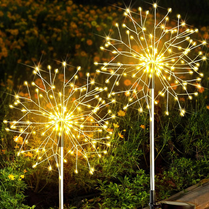 Suddus Solar Garden Lights - Waterproof 150LED Firework Fairy Lights for Outdoor Decor | 2-Pack Warm White