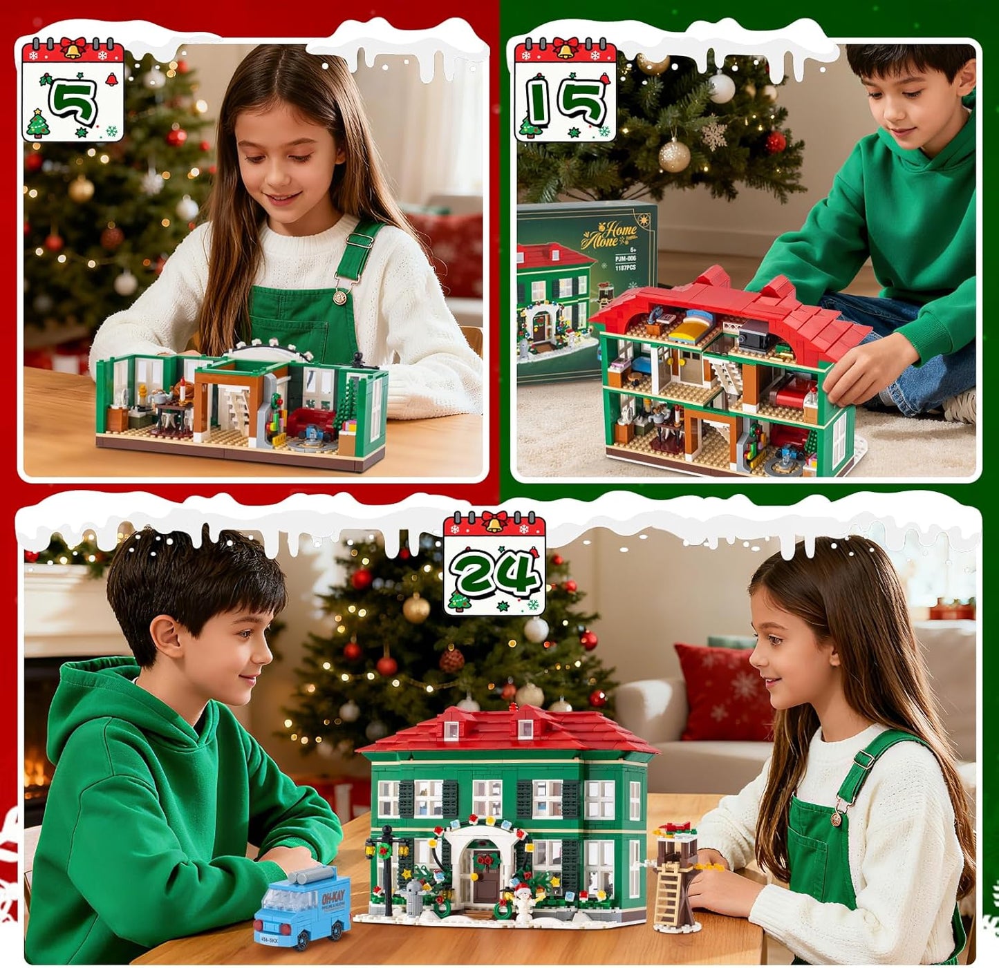 Skiennix Christmas House Building Set - 1187PCS Light-Up Holiday Kit for Adults & Movie Fans