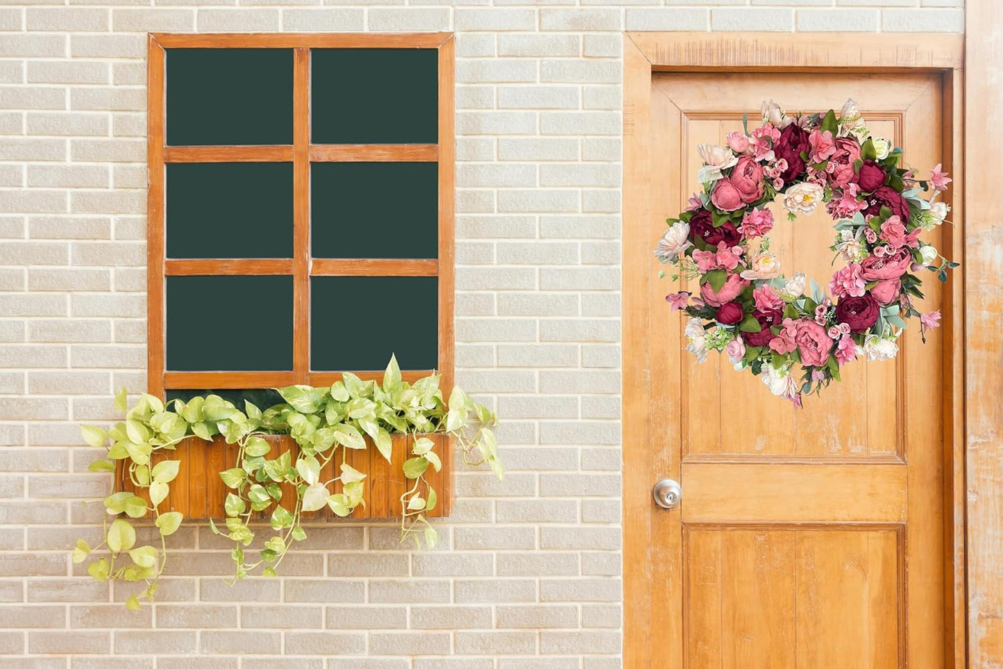Peony Wreaths - 24 Inch Large Spring Wreath for Front Door | Lush Handmade Outdoor Decor