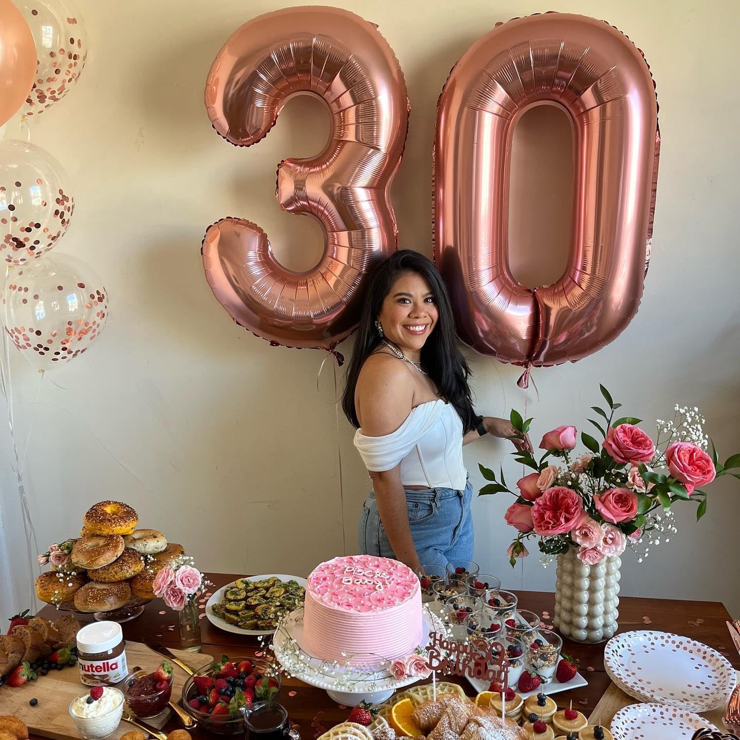 Rose Gold Number 30 Balloon - 40 Inch 30th Birthday Decoration for Men & Women