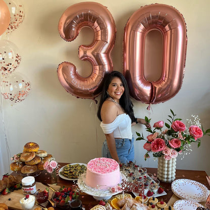 Rose Gold Number 30 Balloon - 40 Inch 30th Birthday Decoration for Men & Women