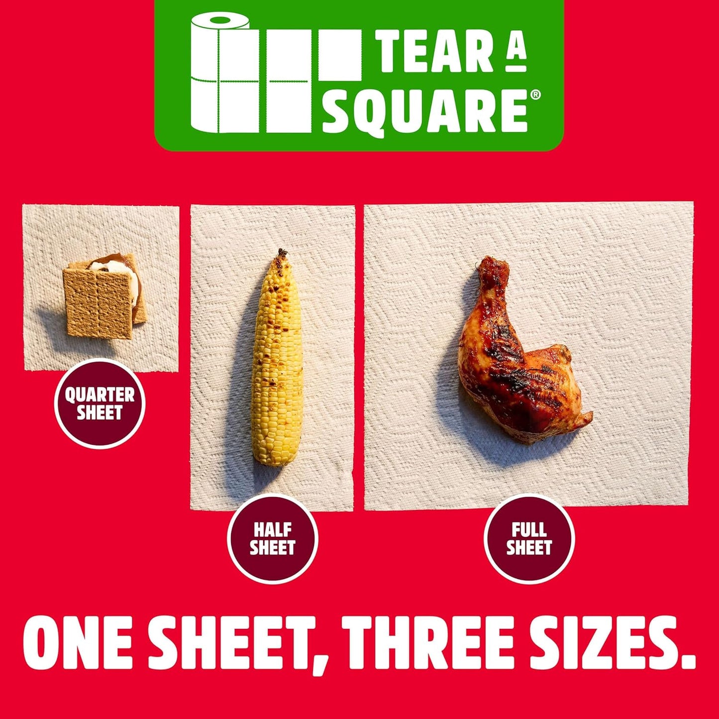 Brawny Tear-A-Square 3-Ply Paper Towels - 6 Double Rolls (Equivalent to 12 Regular Rolls)