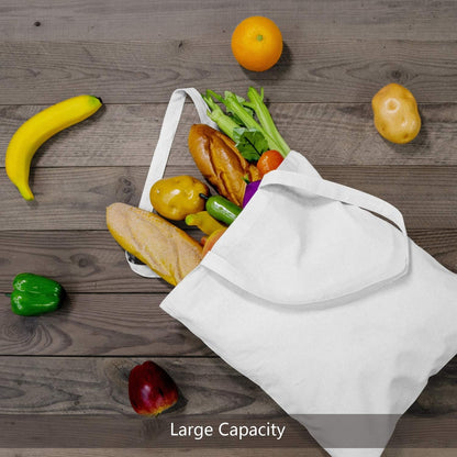TOPDesign 16"x15" White Cotton Tote Bags - 5-Pack Lightweight Reusable Grocery Bags for DIY & Promotions