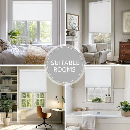 ChrisDowa Cordless 100% Blackout Roller Blinds - Thermal Insulated UV Protection | White, 31" W X 72" H