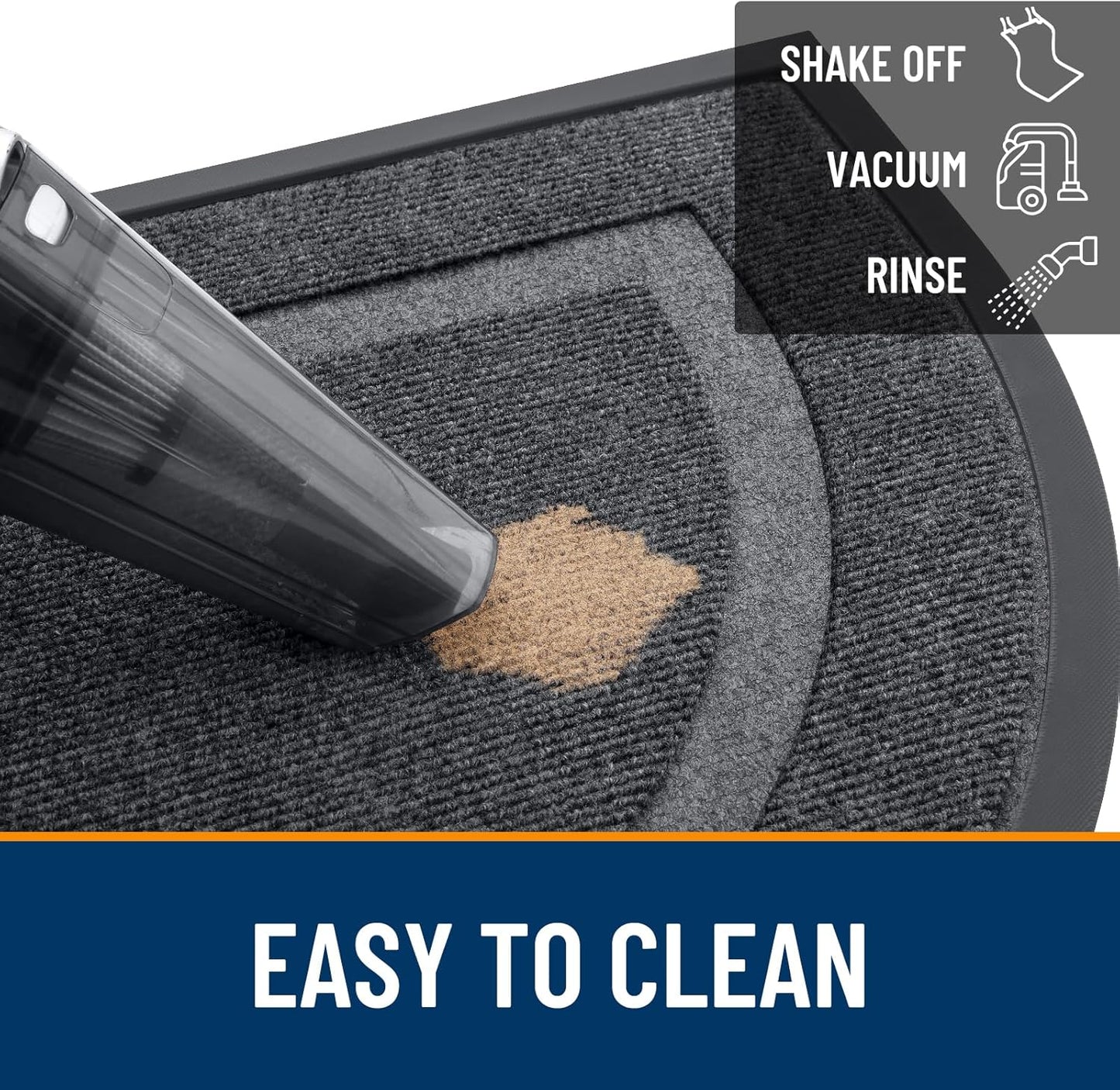 OLANLY Half Circle Door Mat - Waterproof All-Season Indoor/Outdoor Welcome Mat | Easy Clean, 29.5x17, Grey