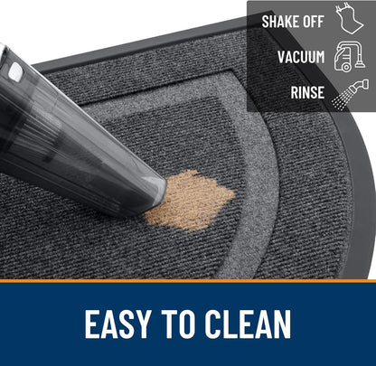 OLANLY Half Circle Door Mat - Waterproof All-Season Welcome Mat | Sturdy Natural Rubber, 59x23, Grey