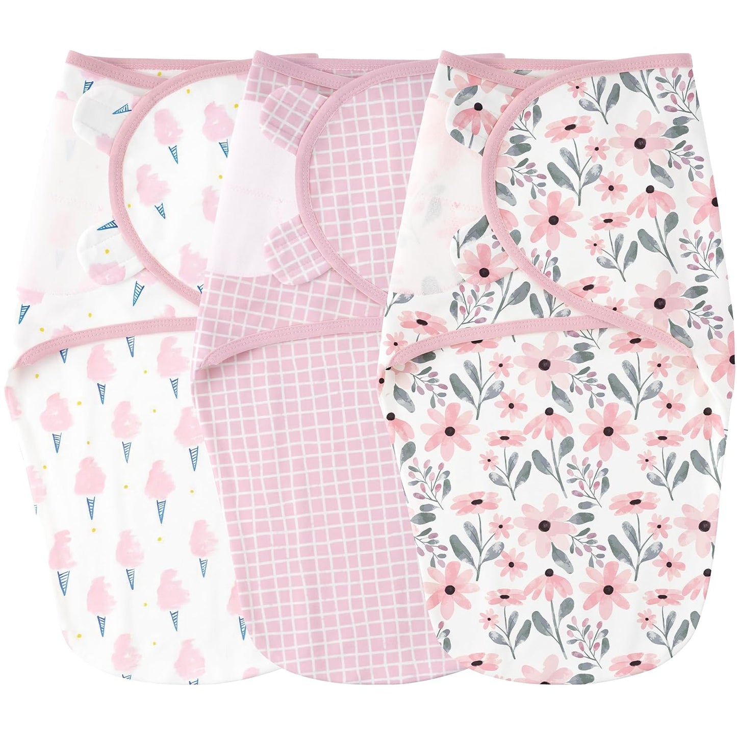 Yoofoss Baby Swaddles - 100% Cotton Adjustable Swaddle Sack for Newborns | 0-3 Months, 3 Pack, Soft & Breathable