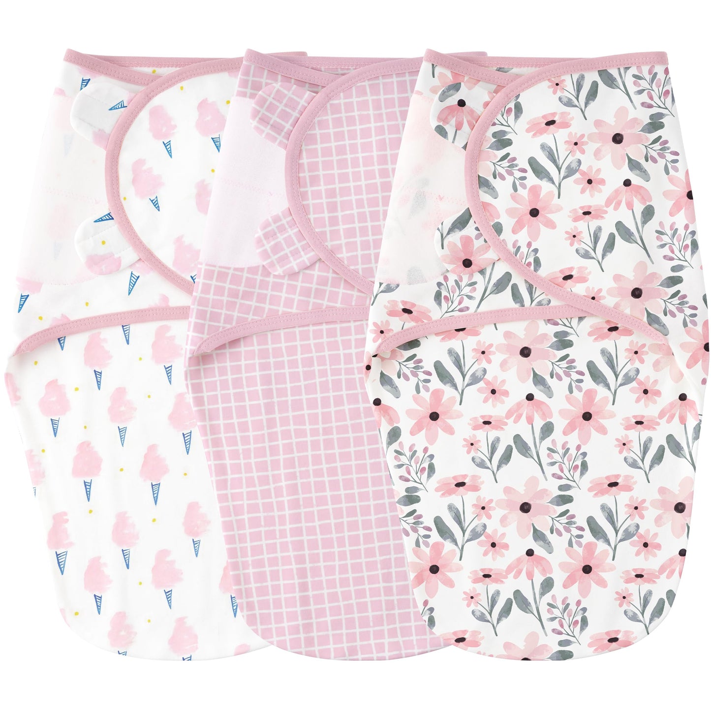 Yoofoss Baby Swaddles for Newborns 100% Cotton, Adjustable Swaddle 0-3 Months 3 Pack Newborn Swaddle Sack, Breathable Soft(Small)