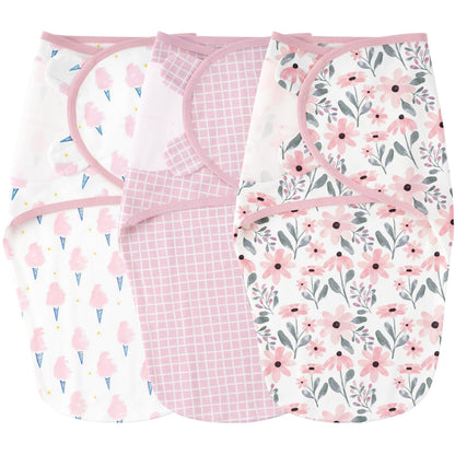 Yoofoss Baby Swaddles for Newborns 100% Cotton, Adjustable Swaddle 0-3 Months 3 Pack Newborn Swaddle Sack, Breathable Soft(Small)