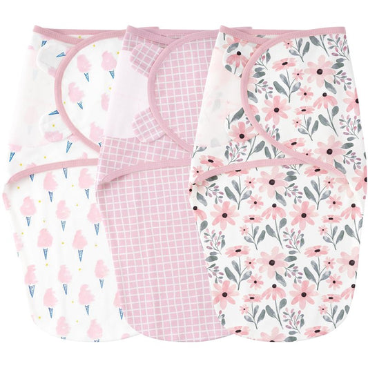 Yoofoss Baby Swaddles for Newborns 100% Cotton, Adjustable Swaddle 0-3 Months 3 Pack Newborn Swaddle Sack, Breathable Soft(Small)