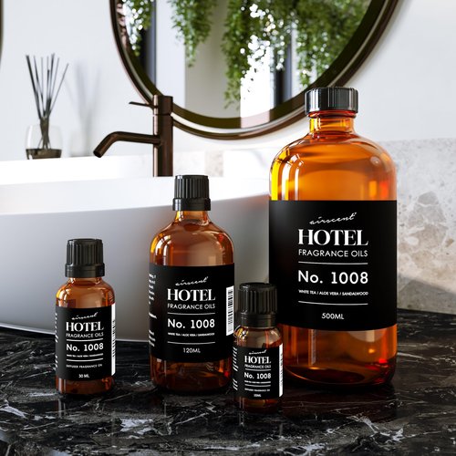 AirScent Hotel Diffuser Oil No. 1008 - White Tea, Aloe Vera & Sandalwood - Hotel Scent Dupe - Premium Fragrance Oil for Ultrasonic and Waterless Diffusers and Crafting - 10 mL, .34 fl oz Glass Bottle