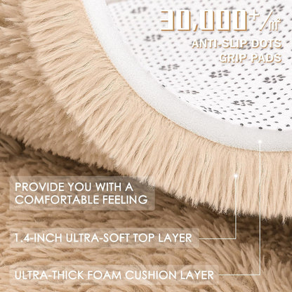 OLANLY Large Area Rug - Soft, Machine Washable Shaggy Carpet for Living Room & Bedroom | Beige 7x7