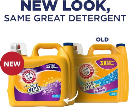 ARM & HAMMER Liquid Laundry Detergent - Plus OxiClean Odor Blasters, Fresh Burst, 166.5 Fl Oz | 128 Loads
