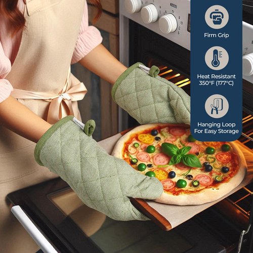 LANE LINEN Dish Towel and Dishcloth Set - 20 Pc Cotton Towels, Heat Resistant Kitchen Mitts and Pot Holders, Olive