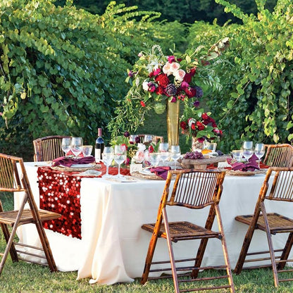 VHH Red Sequin Table Runner 12 x 108 Inches - Glitter Ribbon for Wedding Party