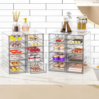 YFXCVSL Acrylic Makeup Organizer - 19 Drawer Clear Storage for Cosmetics & Beauty Supplies | Ideal for Vanity & Desk