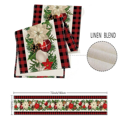 Red and Black Buffalo Check Christmas Table Runner 13 x 72 Inch - Variation: Christmas002
