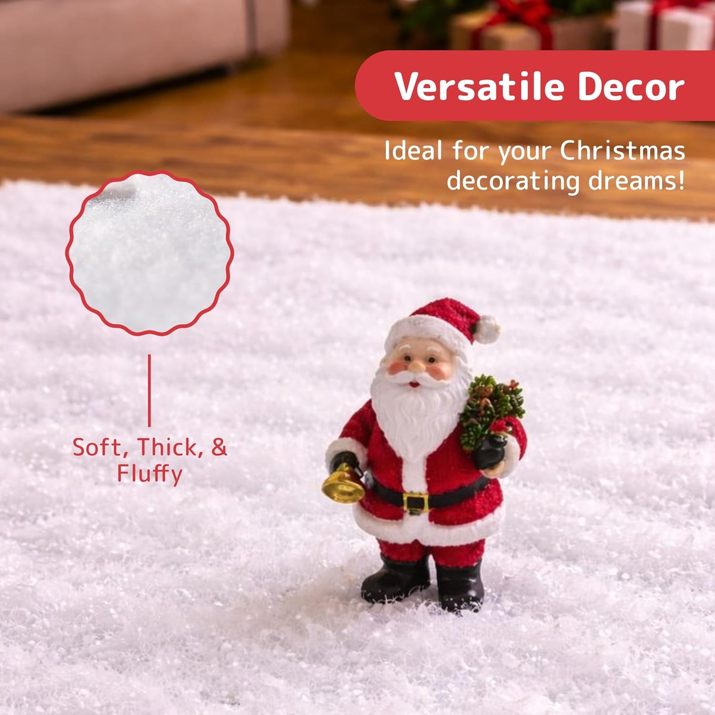 Prextex Artificial Snow Roll - Large Fluff for Christmas Displays | 94"x31" Thick White Blanket for Holiday Decor