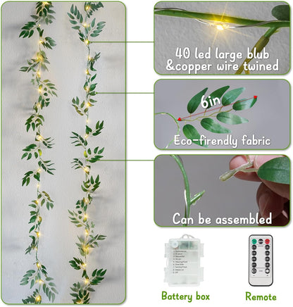 Suddus Willow Vine Fairy Lights - 12ft 40 LED Battery Operated String Lights with Remote | Warm White Decor for Bedroom, Garden, Party, Wedding