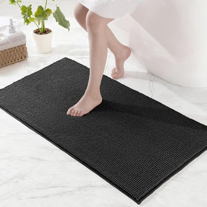 Exclusivo Mezcla Bathroom Rugs - Extra Soft Chenille Mat, Quick Dry & Machine Washable | 24x36, Black