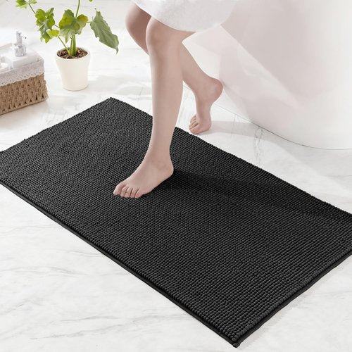 Exclusivo Mezcla Bathroom Rugs - Extra Soft Chenille Mat, Quick Dry & Machine Washable | 24x36, Black